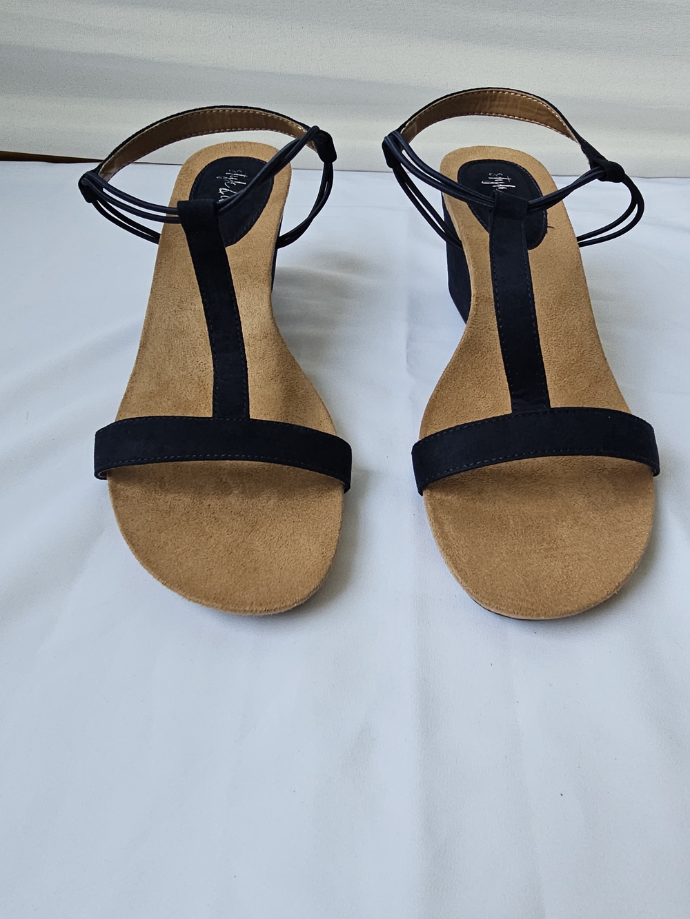 Style & Co. Mulan Wedge Sandals – Navy Blue (T-Strap) - Picture 3 of 16